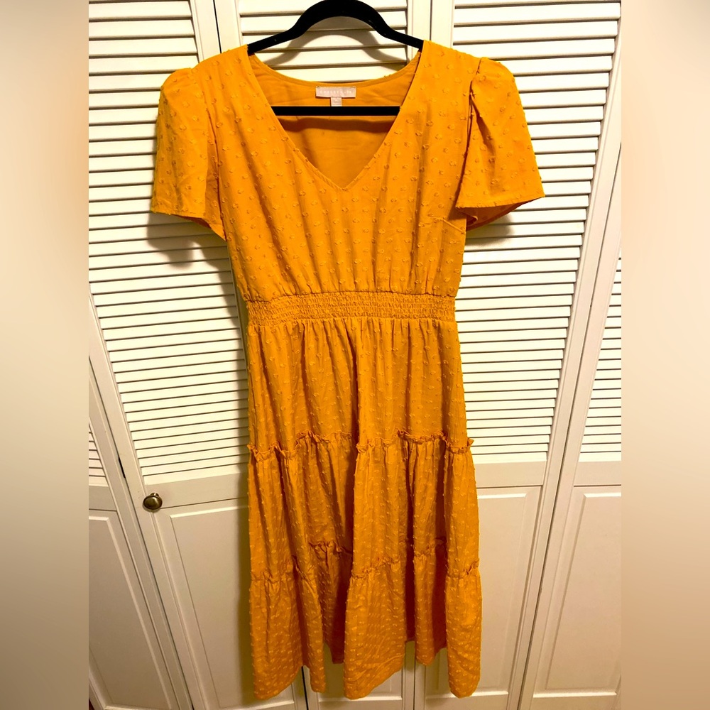 Golden yellow tiered dress